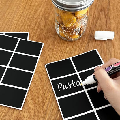 120 Pcs Chalkboard Labels - Removable Chalkboard Stickers for Jars, Pantry & Storage Bins, Glass Bottles & Food Labels - Includes 1 Chalk Marker Pen