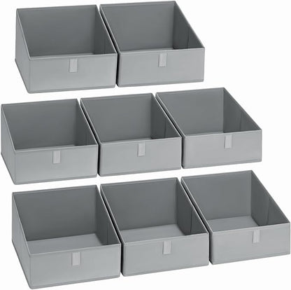 DIMJ Closet Storage Bins 8 Pack - Fabric Trapezoid Closet Organizer Bin, Foldable Storage Baskets for Shelves, Closet Shelf Organizer, Clothing Storage Box for Toys, Books, Towel, Clothes