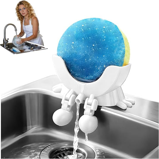 YHWABOICE Peeing Scrub Sponge Holder - Funny Sink Sponge Sponges Holder for Kitchen & Bathroom, Auto Draining Organizer, Kitchen Sink Drainer Rack (White)