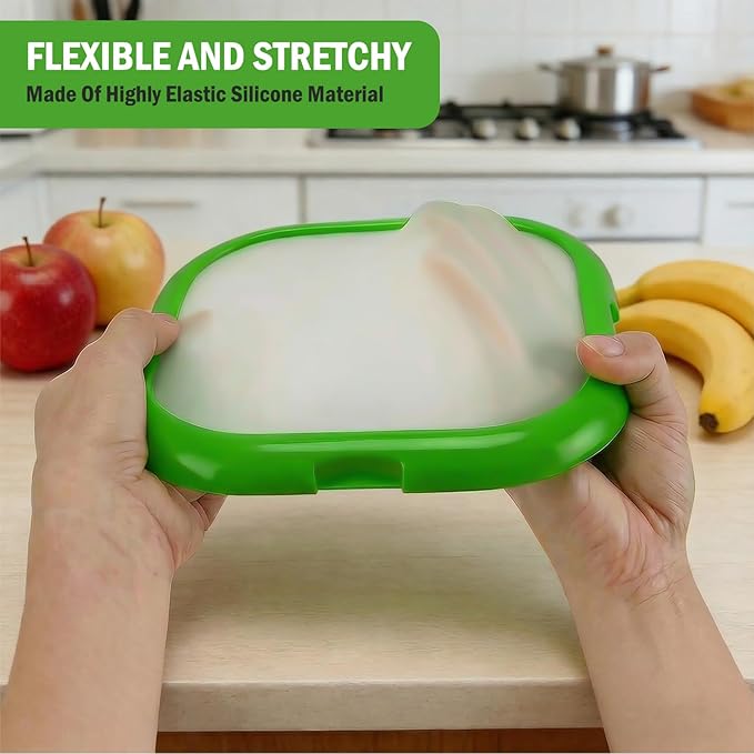 LYLHZRMDGC 2 Pack Reusable Silicone Storage Boxes, Avocado Saver & Onion Storage for Avocado, Cut Onions, Tomatoes, Garlic and Leftovers in Fridge (Blue/Green)