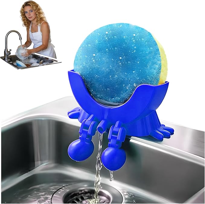 YHWABOICE Peeing Scrub Sponge Holder - Funny Sink Sponge Sponges Holder for Kitchen & Bathroom, Auto Draining Organizer, Kitchen Sink Drainer Rack (Blue)