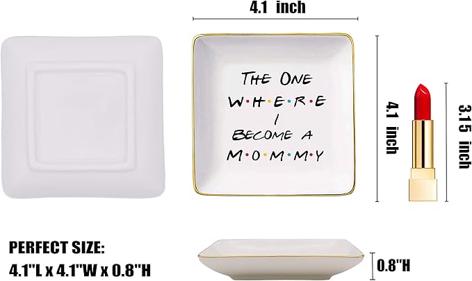Mother's Day Gift for Mom-New Mommy Gift,First Time Mom Present,Mum to Be,Promoted to Mum,Baby Shower Present for New Mother,Pregnancy Announcement,Jewelry Tray,Ring Dish,Trinket Holder