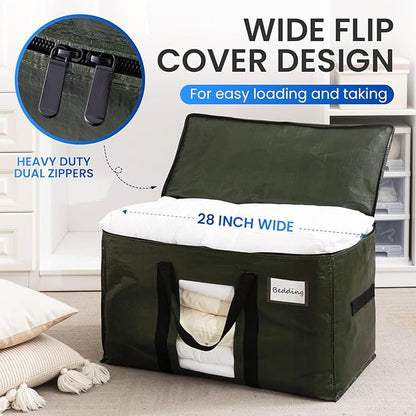 TAILI 8 Pack Green Extra Large Storage Bags, Heavy Duty Totes with Visible Window, Wrap Around Handles, Perfect for Moving