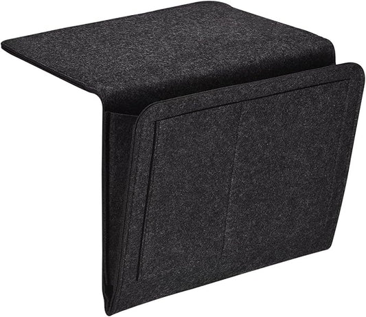 PATIKIL 11in Bedside Caddy, Bed Caddy Bedside Organizer Hanging 5 Pocket Soft Felt Bed Pockets Bedside Storage Organizer Remote Control Holder for Bedroom Phones Glasses, Grey