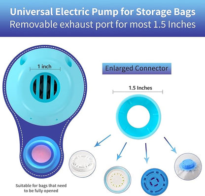 HOTBAG Electric Air Pump for Vacuum Storage Bags, Portable Travel Vacuum Pump Compressing Clothing Vacuum Seal Pump for Various Vacuum Seal Bags Blue(Storage Bag Not Included)
