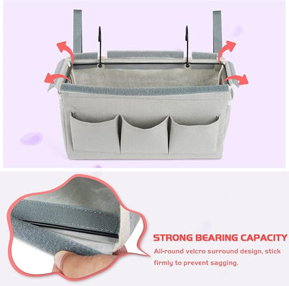 Loghot Bedside Caddy/Bedside Storage Bag Hanging Organizer for Bunk and Hospital Beds,Dorm Rooms Bed Rails,Can be Placed Glasses,Books,Mobile Phones,Keys (New Grey)