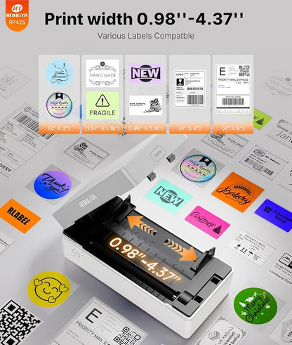 Rongta Shipping Thermal Label Printer, Bluetooth 4x6 Sticker Label Maker Wireless Shipping Label Printer for Package Small Business Compatible with Windows macOS Android iOS