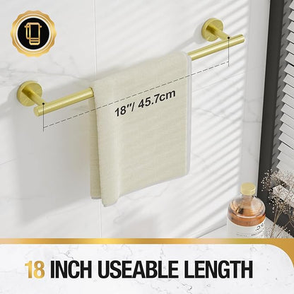 HITSLAM Gold 19.8 Inch Towel Bar for Bathroom, SUS304 Stainless Steel Bathroom Towel Rack Wall Mounted, Modern Home Decor Bath Towel Holder with Hardware Accessories
