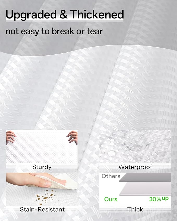 Shelf and Drawer Liner for Kitchen Cabinet, Non-Adhesive 12in x 120in Waterproof Contact Paper Refrigerator Liners Thickened Durable EVA Material Non Slip Mat for Dresser Cupboard Pantry Protector