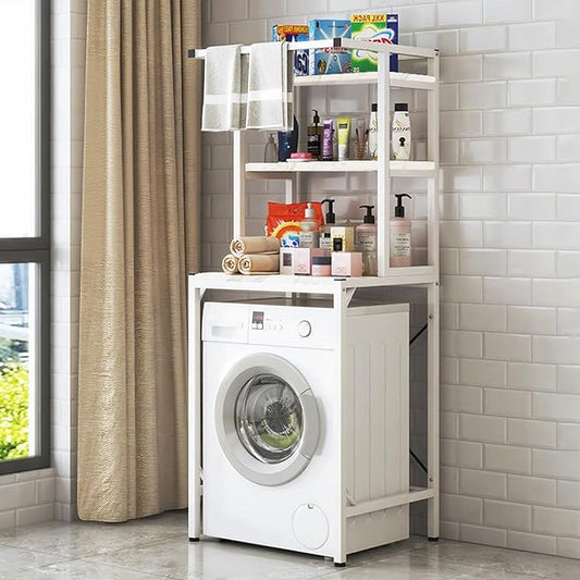 Gdrasuya10 White Over The Washer & Dryer Storage Shelves, 3 Tier Washing Machine Storage Shelf Utility Rack Standing Laundry Storage Shelf Organizer Save Space for Laundry Room