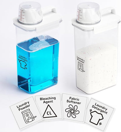 Laundry Detergent Dispenser-2 Pack, 78 oz Detergent Dispenser with 4 Removable Labels, Laundry Soap Dispenser for Laundry Room Organization and Storage, BPA Free & PET Plastic Clear