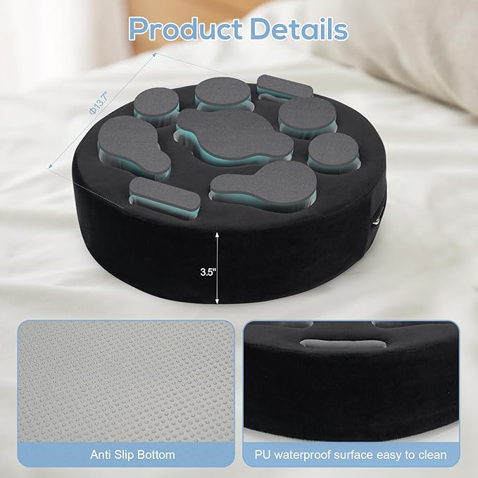 Couch Cup Holder Pillow - Cup Glass Cozy Pillow | Couch Caddy Sofa Bed Buddy Holds Drinks, Snacks, Remote, Phones, Tablet. Keep Drinks Stand and Prevent Spills for Car, Park, Beach, Picnic.(Black)