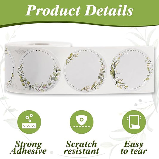 600 Pcs 2" Canning Labels for Jar Easter Gift Tag Stickers, Wreath Designs Round for Jars Lids Spice Bottle Labels with 3 Pattern Designs