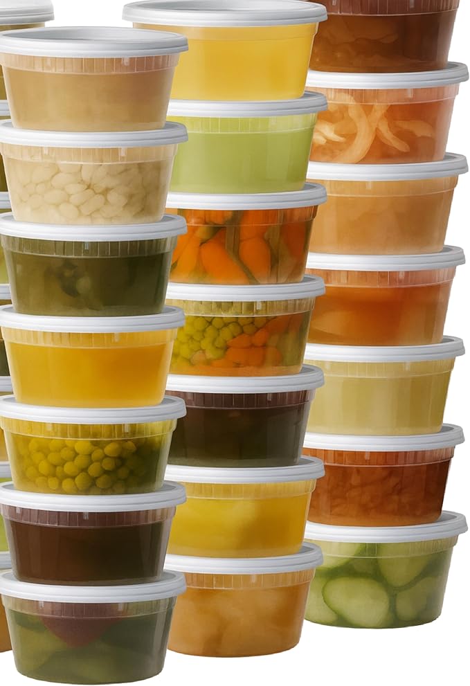 ProTakeOut 12oz [50 set] Heavy Duty Plastic Deli Container | BPA-Free Food Storage with Airtight Leak‑Proof Lids | Microwave, Freezer & Dishwasher Safe – Stackable, Bulk Reusable Soup & Meal Prep Tub