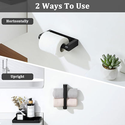 Alise Black Toilet Paper Holder, Double Post Spring Loaded Bathroom Toilet Paper Holder Wall Mount SUS304 Stainless Steel Tissue Holder Toilet Paper Roll Holder for Washroom, RV