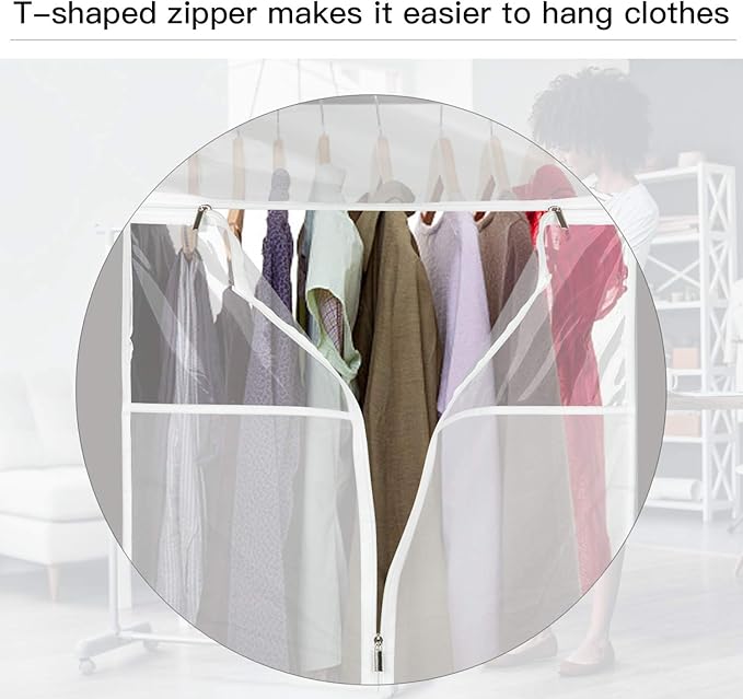 Zilink Hanging Garment Bags for Storage 54 inch 2Pack Large Garment Rack Cover Suit Bags Organizer Hanging Clothes Cover for Suit Coats Jackets Dress Closet Storage