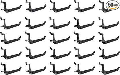 JSP Manufacturing 50 Pack Of JUMBO Pegboard Hooks Black Garage Tools Hammer Air Tool Storage Organization Jewelry