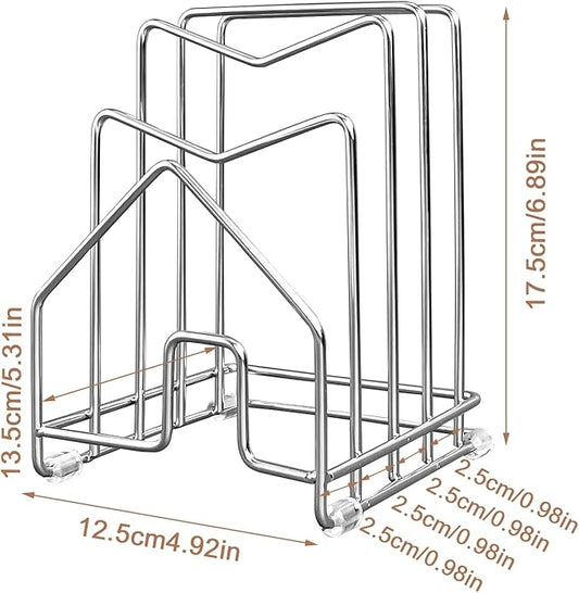 2 Pack Pot Lid Organizer Cutting Board Holder Inside Cabinet 304 Stainless Steel Pots and Pan Organizer Under Cabinet Pot Cover Cookie Sheet Bakeware Serving Tray Cooling Rack Stand Kitchen Countertop