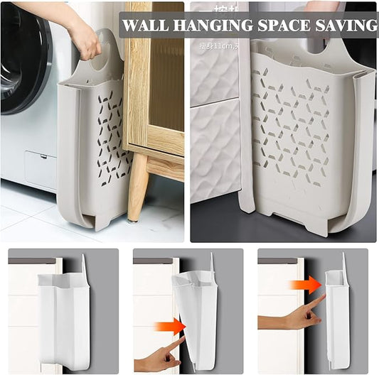 Laundry Basket Collapsible Laundry Hamper 2 Packs Clothes Hamper Portable Dirty Clothes Basket Smart Saving Space Hampers for Laundry Dorm Room Ventilated Design (White)