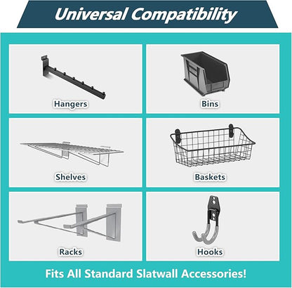 4x2 FT PVC Slatwall Panel Wall Storage Systems, Interlocking Slat Wall Paneling Garage Wall Organizer, Slat Board Wall-Mounted Slat Wall Panels for Garage Storage, Shelves, and Tools, Grey