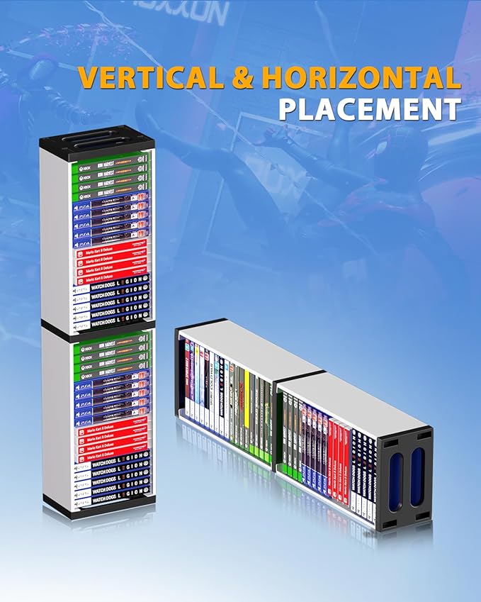 Nargos Video Game Storage Stand Tower for PS5/ PS4/ PS3/ Xbox Series S & X/Xbox one Game, Universal Game Disc Holder Vertical Blu Ray Case Organizer
