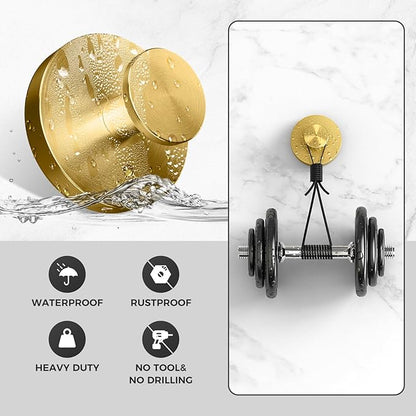 WingWider Shower Hooks for Inside Shower,Suction Cup Hooks for Glass Window,Removable Towel Hooks for Bathrooms,4 Packs(Gold)