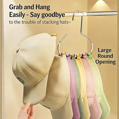 Durable Steel Hangers: Maximize Closet Space with Versatile Storage, Hat Organizer, Stainless Hat Hanger, Multifunctional Steel Hangers for Hats, Scarves, Belts, Ties, Bra, Anti-Slip (24, Grey)