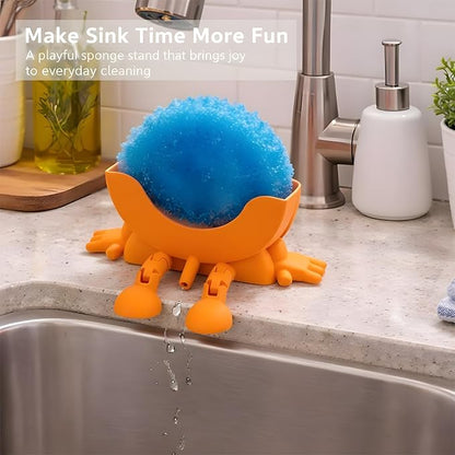 YHWABOICE Peeing Scrub Sponge Holder - Funny Sink Sponge Sponges Holder for Kitchen & Bathroom, Auto Draining Organizer, Kitchen Sink Drainer Rack (Black)