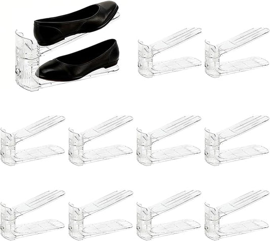 Shoe Slots Organizer, Shoe Stacker, Adjustable Level Shoe Rack Organizer, Space Saver Storage Shoe Holder Organization (10)
