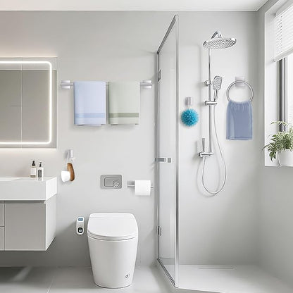 TURS Brushed Nickel 5-Pieces Bathroom Hardware Set SUS304 Stainless Steel Towel Bar Set Wall Mounted 23.6 Inch Towel Racks for Bathroom Squared