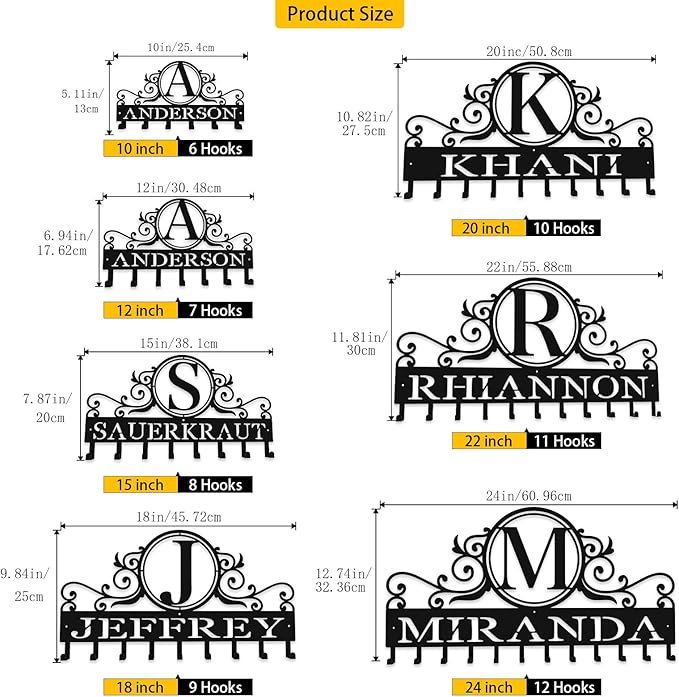 Custom Metal Key Rack Hooks, Personalized Key Holder for Wall,Name Background Letter Theme Wall Decoration Hooks, Key Hanger Organizer for Living Room, Entryway, Bathroom, Kitchen Decor