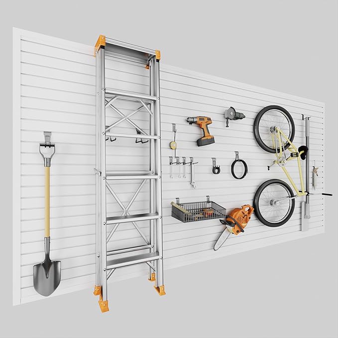 4'H x 8'W Slatwall Panel Garage Wall Organizer, Heavy Duty Slat Wall Paneling Sheets, Interlocking PVC Panels, Garage Slatwall for Tool Organization Mounted Storage Systems