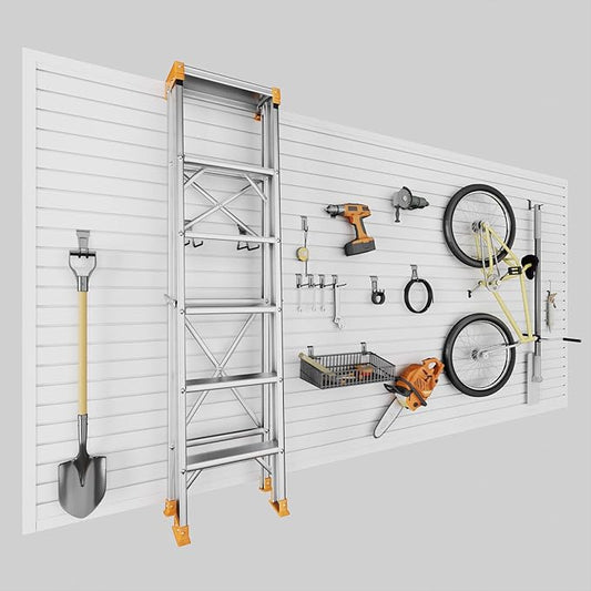 4'H x 8'W Slatwall Panel Garage Wall Organizer, Heavy Duty Slat Wall Paneling Sheets, Interlocking PVC Panels, Garage Slatwall for Tool Organization Mounted Storage Systems
