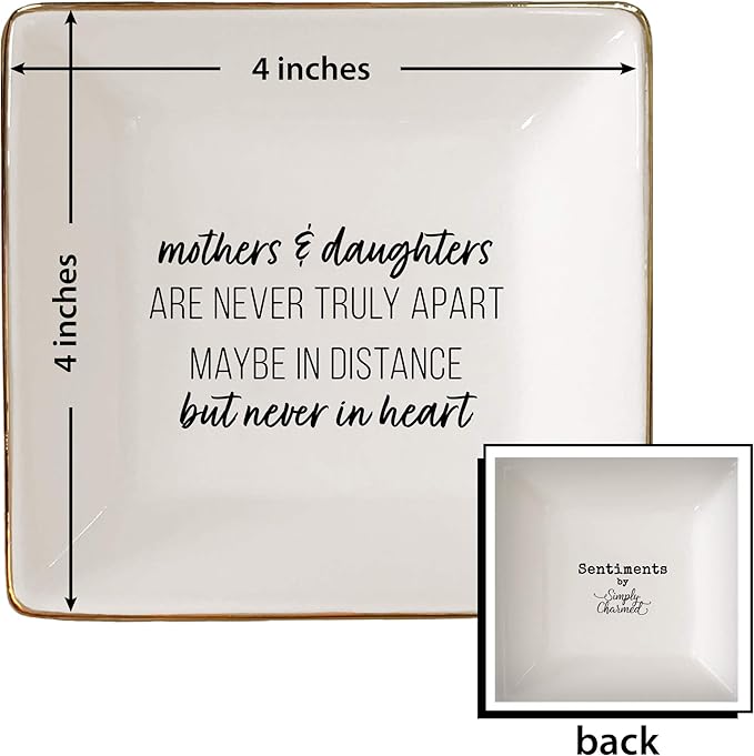 Simply Charmed Gift from Mother or Daughter - or Valentine's Day or Birthday Gift Between Mom and Daughter - Ceramic Jewelry Ring Dish or Tray