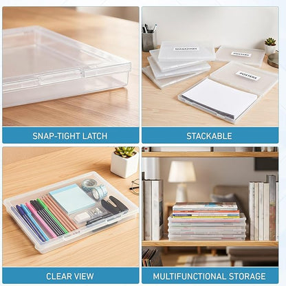 Jetec 6 Pieces Mini Plastic Clear Beads Storage Containers Box for Collecting Small Items, Beads, Jewelry, Business Cards, Game Pieces, Crafts (12.0 x 8.8 x 0.9 Inch)