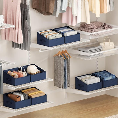 DIMJ Closet Storage Bins 6 Pack - Fabric Storage Baskets for Shelves, Collapsible Clothes Organizer with Handles, Trapezoid Shelf Organization Storage Cubes for Purse, Toys, Books, Towel, Clothes