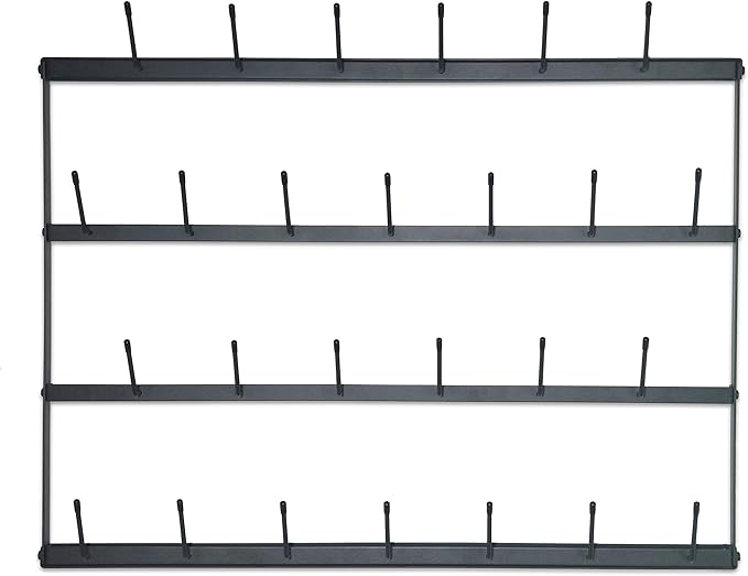 Claimed Corner Mug Rack with Sturdy Steel Frame, Matte Black Finish, Removable Rubber Caps, Wall Mounted (Horizontal 34" x 23.5")