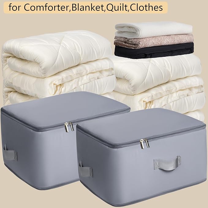 HAIKYPO Upgraded Thickened 2 Pack Compression Bags for Storage,Ultra Space Saving Self Compression Organizer Bags,Sweater Organizer for Closet,Clothes Storage Bag (Gray,2 Pack,X-Large)
