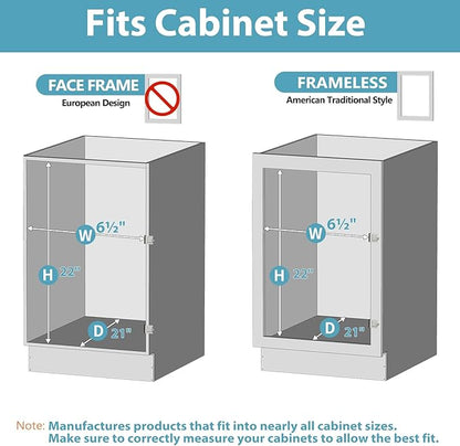 Pull Out Spice Rack Cabinet Organizer 6" W x 20½" D, 3 Tier Heavy Duty Slide Out Wood Shelf for Narrow Cabinet, Pull Out Storage for Kitchen