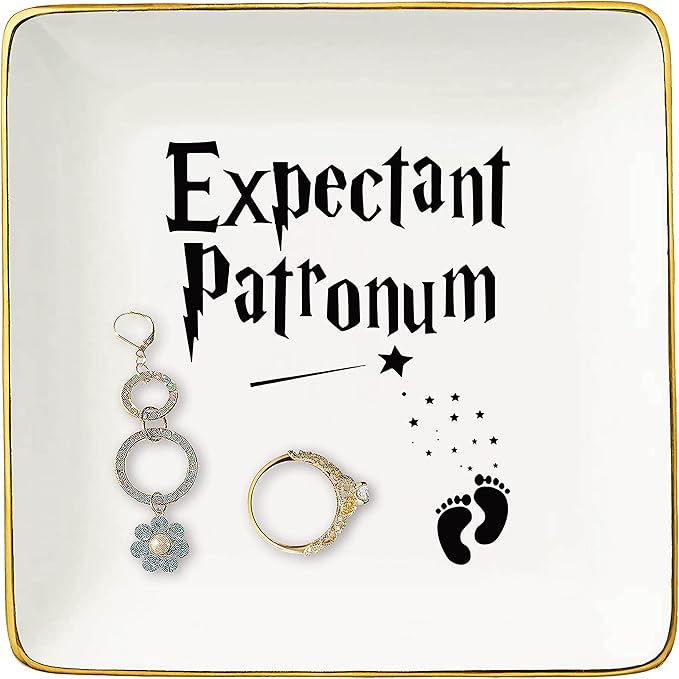Expectant Patronum-New Mum Presents-Mom to Be-Have a Baby-Funny Pregnancy Announcement Gift-Baby Reveal Gifts for First Time Mother-Ceramic Jewelry Holder Ring Dish Trinket Tray