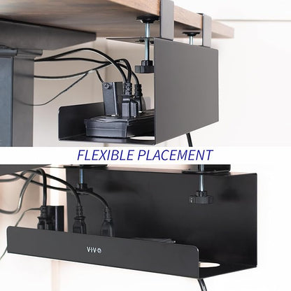 VIVO No Drill Clamp-on 17 inch Power Strip Cable Management Tray, Under Standing Desk Steel Cord Organizer, Black, DESK-CM6L-B