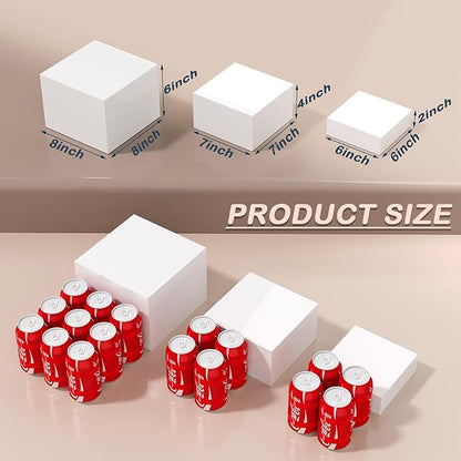 6PCS Buffet Risers, Food Risers for Buffet Table, Acrylic Boxes for Food, Display Stand for Party Catering Dessert Collectibles, Acrylic Cube Boxes with Hollow Bottoms, Food Stand Set, White (6"x7"x8")