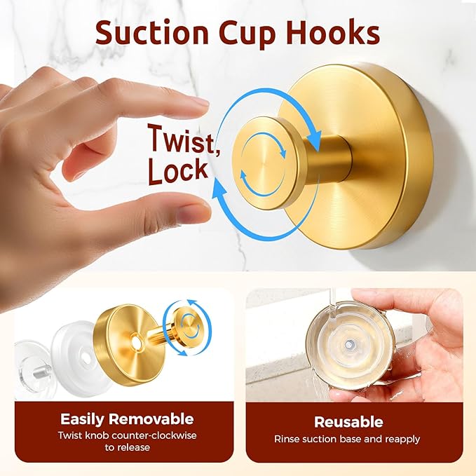 4 Packs Suction Cup Hooks for Shower, Heavy-Duty Wreath Hangers for Front Door, No Drill Glass Door Shower Suction Hooks No Damage for Walls Bathroom Kitchen Window Mirror Tile Towel Coat Robe Loofah