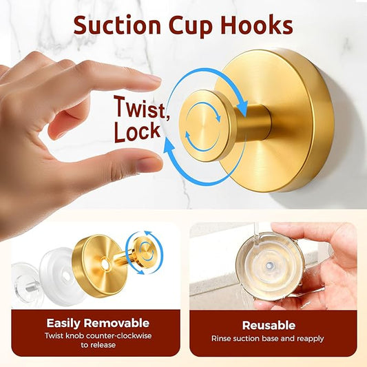 4 Packs Suction Cup Hooks for Shower, Heavy-Duty Wreath Hangers for Front Door, No Drill Glass Door Shower Suction Hooks No Damage for Walls Bathroom Kitchen Window Mirror Tile Towel Coat Robe Loofah