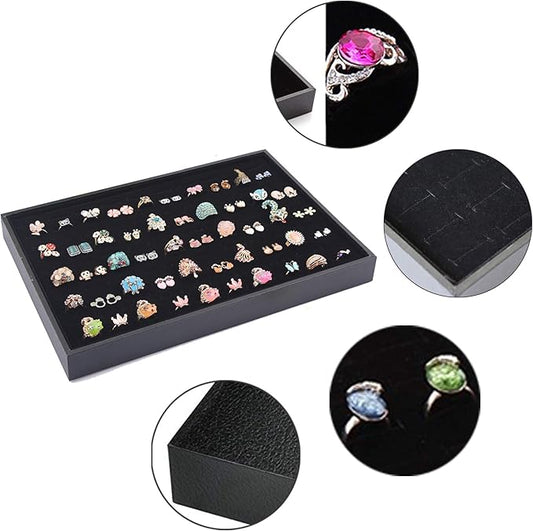 Stratalife Ring Organizer for Jewelry Stackable Ring Storage Display Tray Jewelry Holder Showcase for Multiple Rings Drawer Inserts Black(100 Slot)