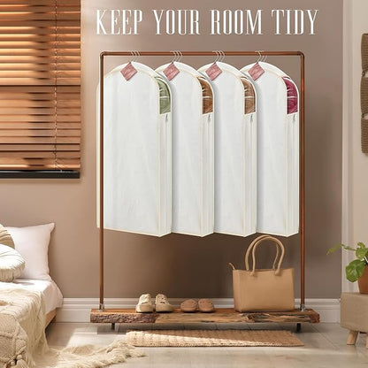 2 Sets 40 Inch Linen Fabric Bags for Hanging Clothes and Storage with Cedar Blocks for Fresh Smell and Moth Protection Sandpaper for Suit Fur Coat Jacket Sweater