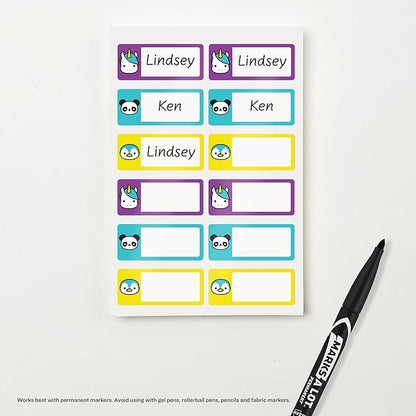 Avery No-Iron Fabric Name Labels, Cute Animal Preprinted Designs, Handwrite Only, 24 Preprinted Labels (40770)
