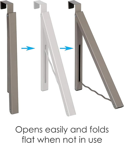 HOLDN’ STORAGE Over The Door Hanger - Single Foldable Rack Organizer for Hanging Clothes, Coats & Towels, Ideal for Dorm Rooms, Laundry, Bathrooms, Etc - Holds up to 20 LBs, Collapsible - Satin Nickel