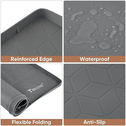 BALEINE 34''×22'' Under Sink Mat, Waterproof Food Grade Silicone Undersink Mat, Cabinet Shelf Drip Tray, Under Sink Liner for Kitchen, Bathroom (Charcoal)