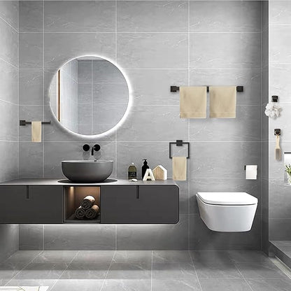 5-Pieces Matte Black Bathroom Accessories Set, 23.6 Inch Bath Towel Bar Set, SUS 304 Stainless Steel Bathroom Hardware Set, Towel Racks for Bathroom Wall Mounted.